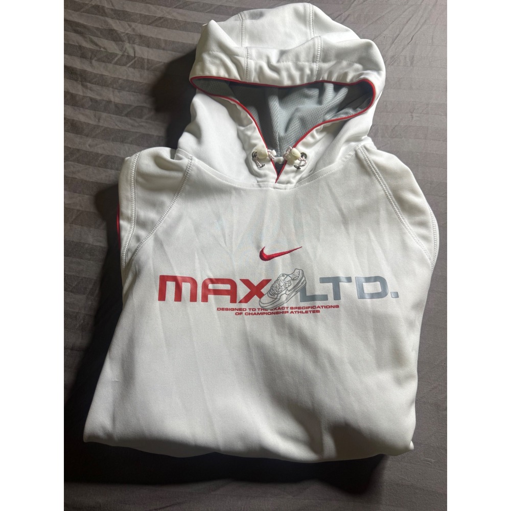 Nike Air Max LTD Sleeveless Hoodie Mens Medium White Grey Red Athletic Vest vtg